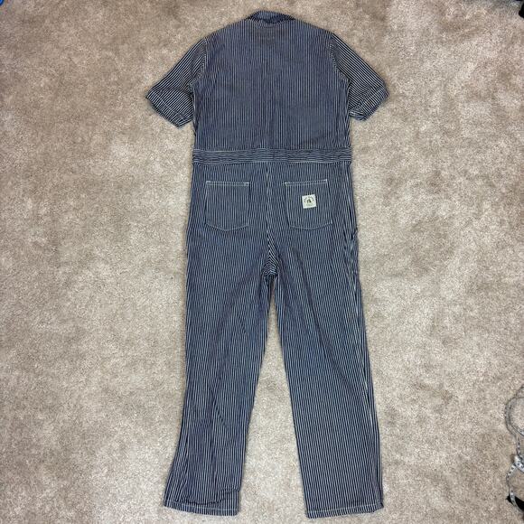 Hey Gang Striped Engineer Short Sleeve Jumpsuit Coveralls Youth Kids 8/9 - Picture 3 of 11